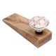 Pink and White Golden Checkerboard Ceramic Wooden Door Stopper